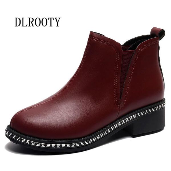 

boots women ankle 2021 autumn female casual shoes woman flat fashion platform round toe slip on solid comfortable, Black