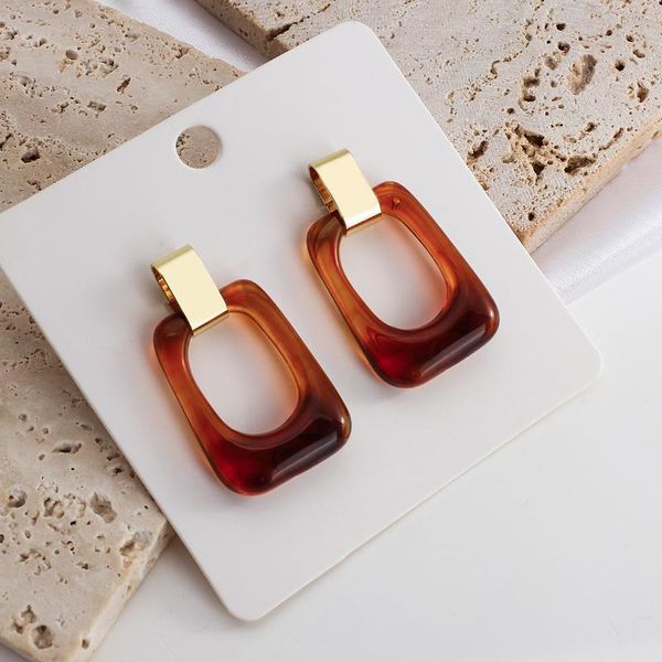 

dangle & chandelier aensoa korea trendy geometric resin drop earring vintage brown clear acrylic statement earrings for women fashion jewelr, Silver