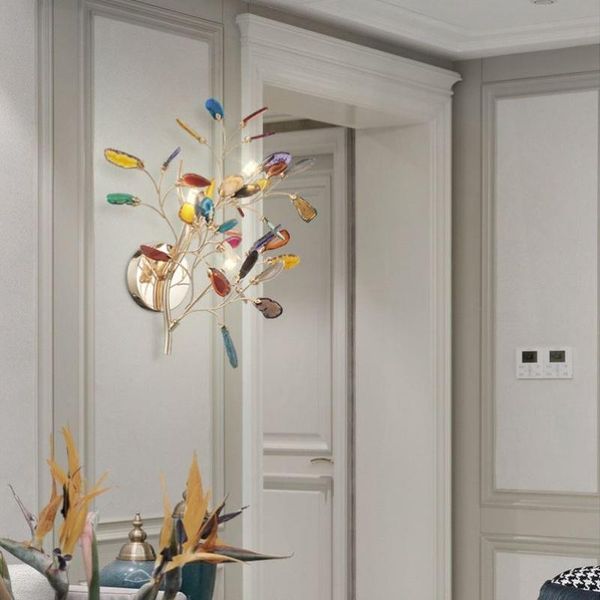 

wall lamp modern art color branch agate luxury bedroom bedside living room corridor indoor lighting decoration fixture