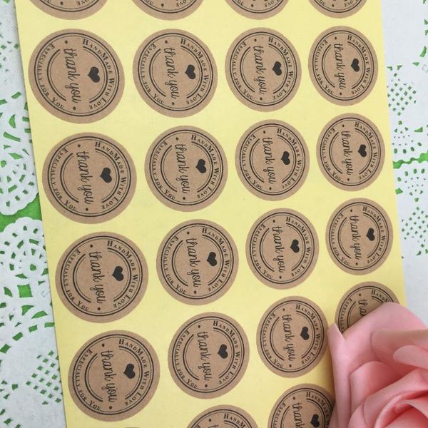 

gift wrap 120pcs per lot thank you black heart adhesive kraft seal sticker for cake/gift/ label stickers