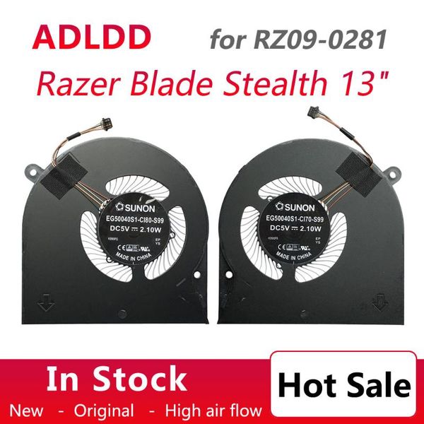 

lapcpu gpu cooling fan for razer blade stealth 13" quatt2 rz09-0281 eg50040s1-ci70-s99 eg50040s1-ci80-s99 dc5v 2.10w 4pin pads