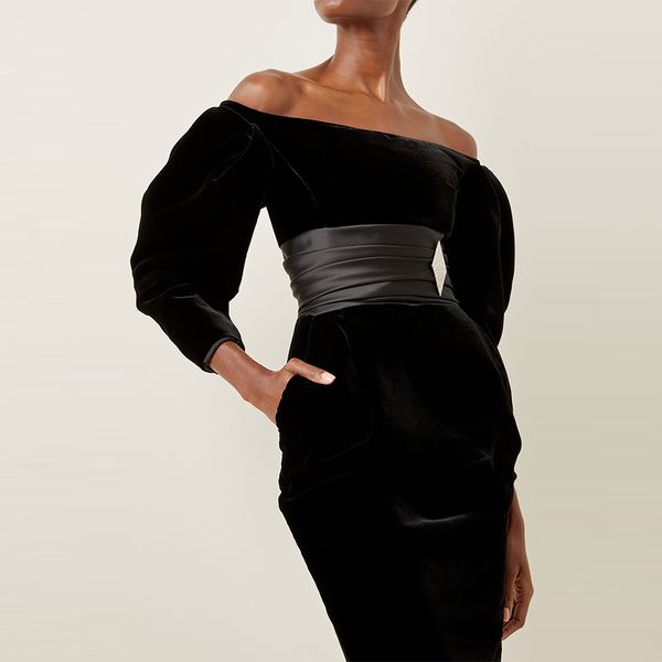 

winter women fashion black long sleeve diamonds party dress o neck club celebrity runway evening midi 210423, Black;gray