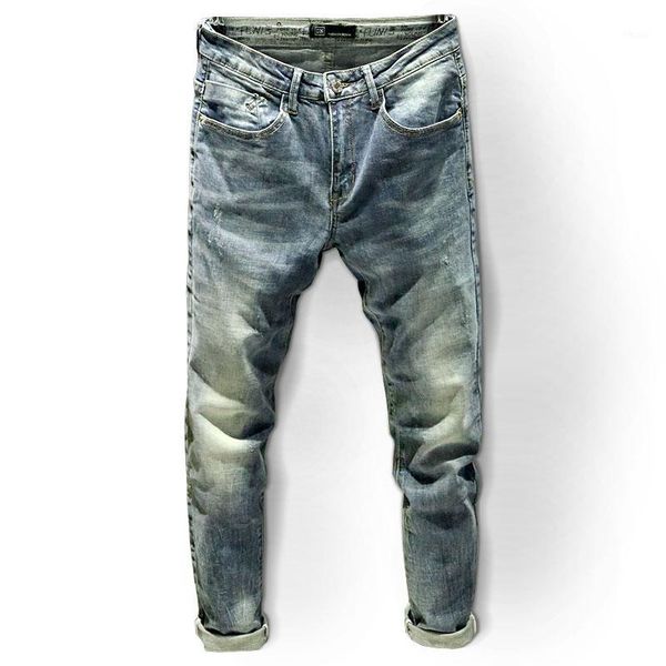 

men's jeans 2021 korean style slim fit stretch pencil pants1, Blue