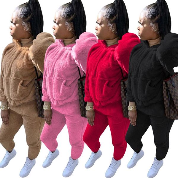 

hirigin 2021 fashion women 2-piece outfit set long sleeve solid color hoodie+pants for ladies women's tracksuits, Gray