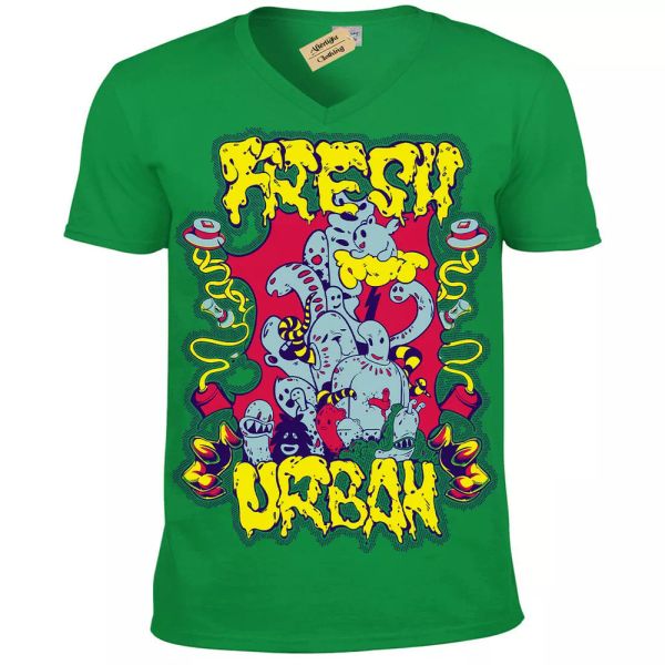

urban fresh camiseta hombre cuello en v, White;black
