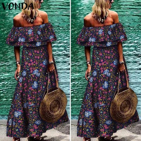 

women sundress bohemian floral printed maxi long dress beach 2021 summer vintage casual party vestidos plus size dresses, Black;gray