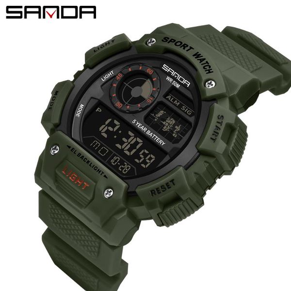 

wristwatches green men's sport resin watches high-end strap military wristwatch calendar waterproof digital watch cool luminous reloj h, Slivery;brown