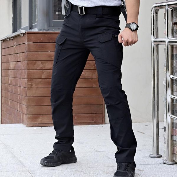 

men's pants 2021 spring autumn fashion quick dry cargo men breathable pockets casual oversized straight trousers male, Black