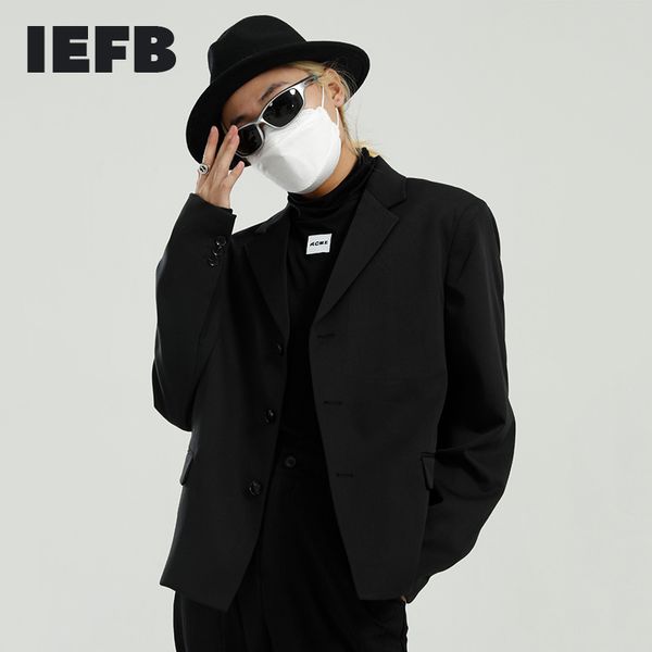 IEFB Abbigliamento da uomo Blazer corto causale Primavera Coreano Design allentato Polsino con bottone singolo Cappotto Cappotto Albicocca 9Y5383 210524