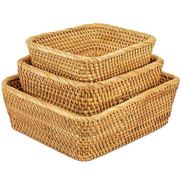 

storage baskets wicker for rattan cloth organizer closet bins shelf organizing bathroom woven stackable ,set of 3
