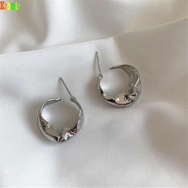 

dangle & chandelier kshmir metallic gold stud female earrings with irregular design s925 earpins fashion 2021 for women, Silver