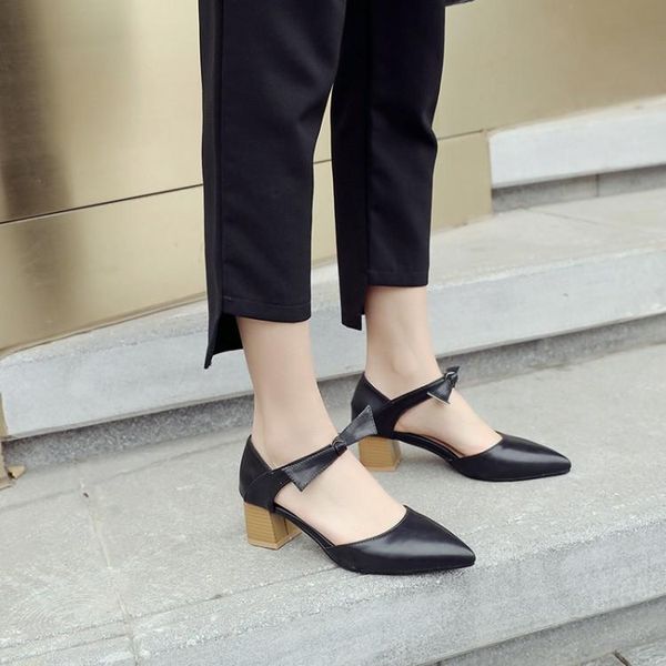

big size 9  11 12 13 14 15 high heels sandals women shoes woman summer ladies butterfly-knotted with thick, Black
