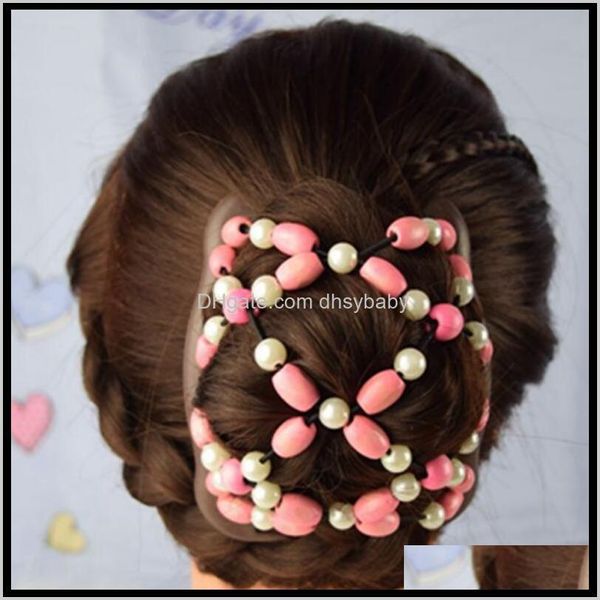 Pinze Gioielli Colore misto Donne Bowknot Stile Perline di plastica Elastico Pettini magici Scivolo Clip in metallo Barrettes Capelli Aessorie