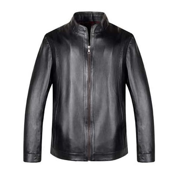 

men's leather & faux jacket with collar and for men, Black