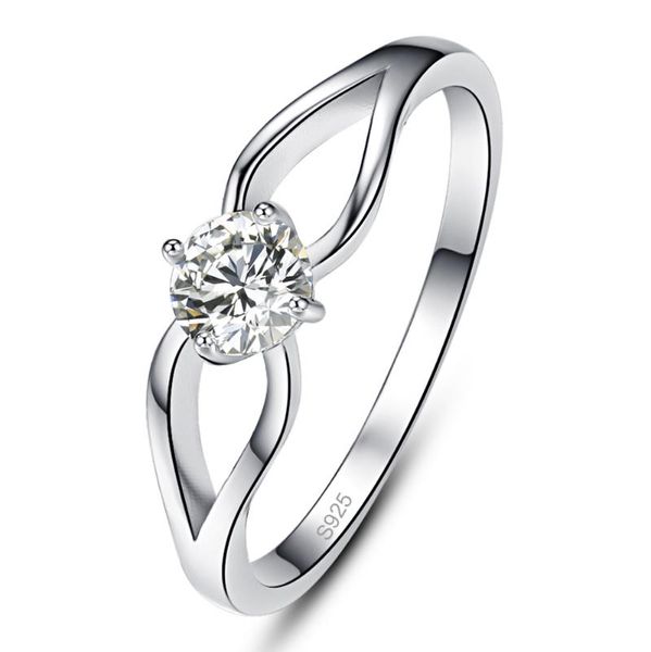 

cluster rings hollow winding white zircon for women silver ring 925 jewelry pave setting crystal bijoux femme, Golden;silver