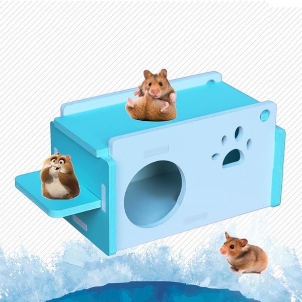 Küçük Hayvan Malzemeleri Ahşap Hamster Kafes Dekor Hideout Evi Sıçan Gine Domuzu Sincap Için Merdiven