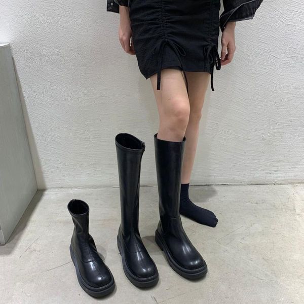 

boots lolita rock shoes woman thigh high heels round toe zipper over-the-knee ankle rubber ladies summer black me