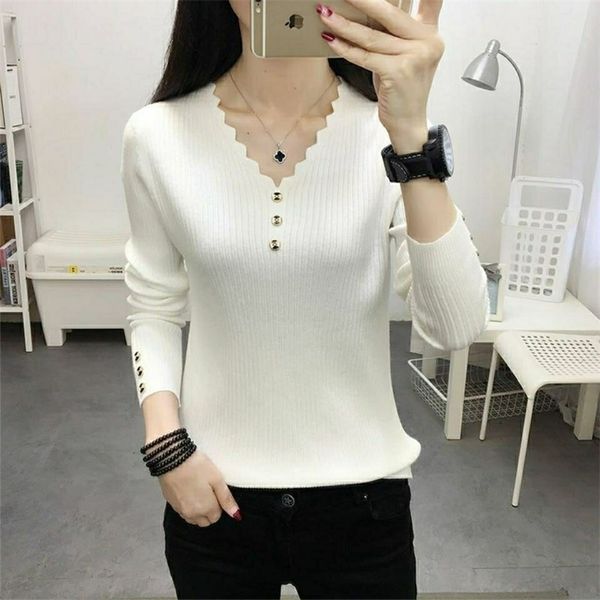 

pullover women sweaters autumn winter korean slim regular knitted sweater jumper soft warm pull femme 210427, White;black
