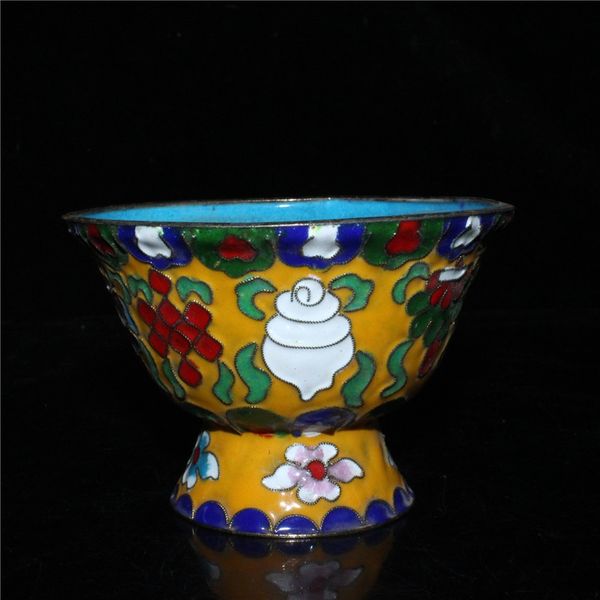 

chinese old craft cloisonne painted with seat bowl, Brown