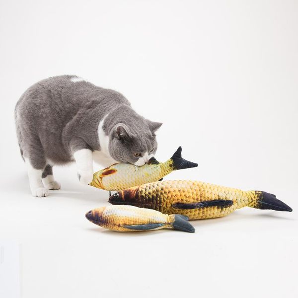 

cat toys hipidog pet toy chew cotton plush padded fish shape cute simulation playing durable training pets kitten gifts