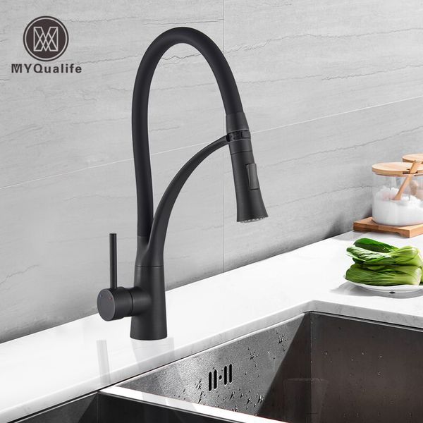 

matte black kitchen sink faucet pull down swivel spout kitchen sink tap deck mounted bathroom and cold water mixers