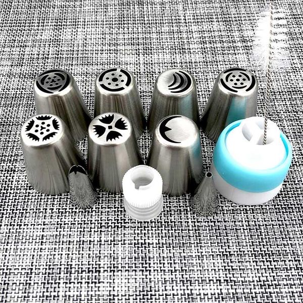

baking & pastry tools 13pcs 9 nozzle set stainless steel cleaning brush bag accessories reusable cake decorating