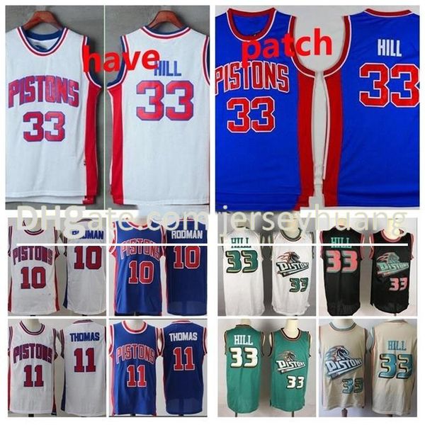 

men youth\rdetroit\rpistons joe dumars 33 hill 10 rodman 40 lambier 11 thomas mitchell & ness blue red white swingman player jersey 01, Black