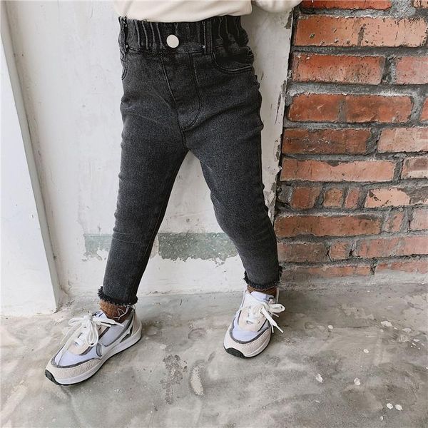 

4 5 6 years toddler girls jeans autumn winter thicken plus velvet for 2021 arrival baby kids denim pants, Blue
