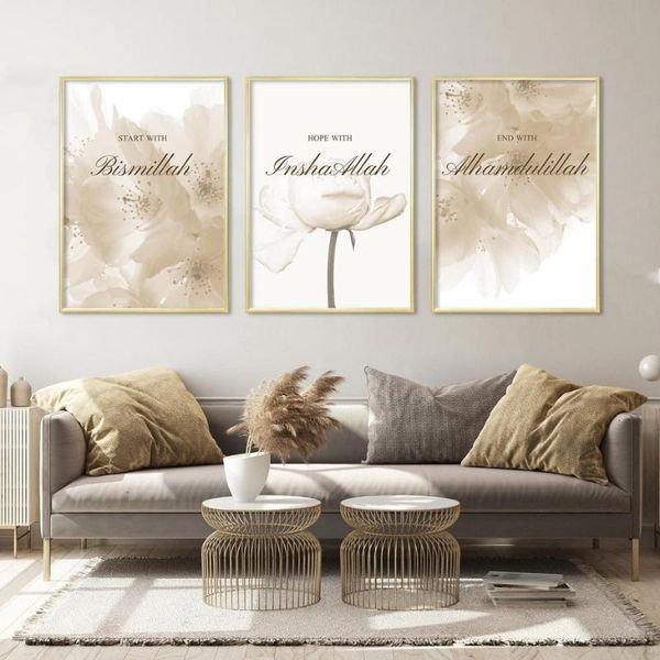 

paintings islamic muslim wall art canvas posters flower lotus prints quotes nordic poster pictures for living room decoration
