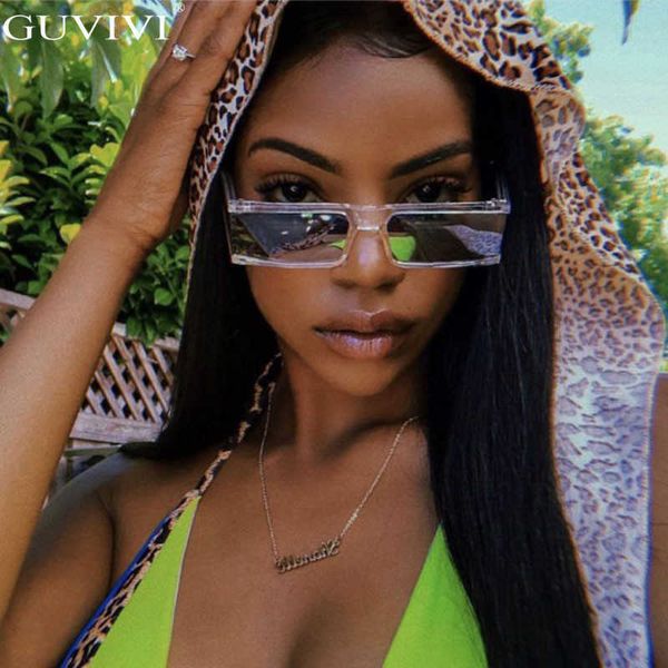 

vintage rectangle sunglasses women small frame mirror sun glasses silver black lens men one piece punk eyeglasses gafas shades p0814, White;black