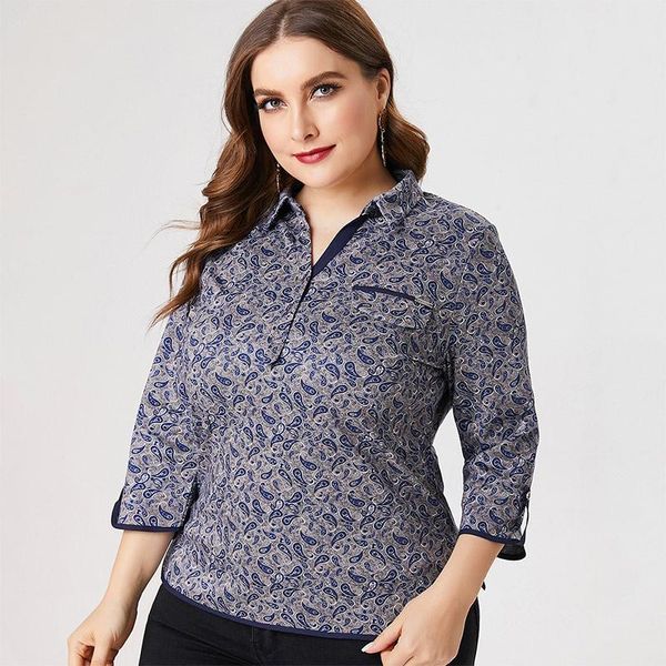 

women's blouses & shirts 2021 fall women long sleeve pullover print blouse fashion ladies vintage elegant mom clothes plus size w, White
