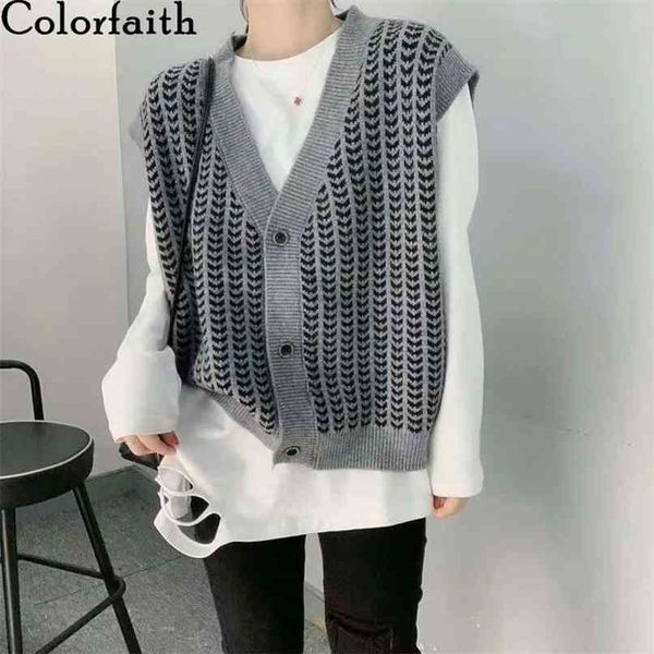 

spring autumn women sweater v-neck sleeveless single breasted vintage vest checkered waistcoat swv1294jx 210427, White;black