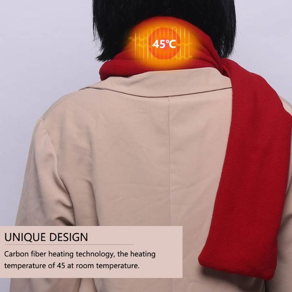 

carpets usb est red / black electric heating scarf scarves fleece cosy warm shawl winter blanket with battery box