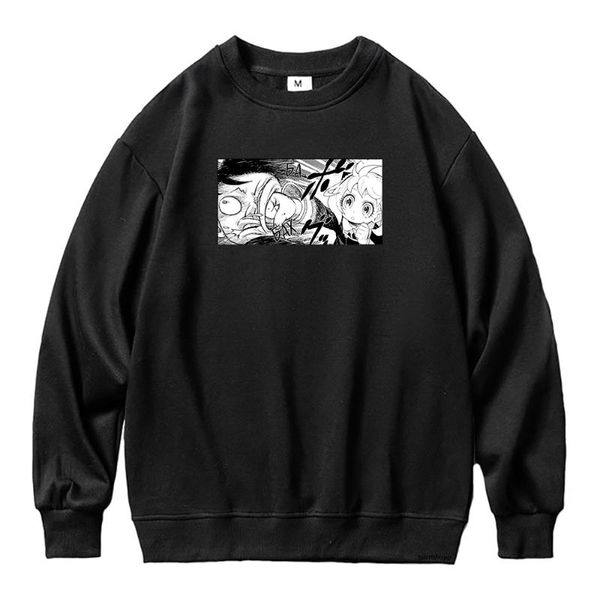 

women's hoodies & sweatshirts manga x family hoodie oversized o-neck loose fleece pullover cartoon anya vs damian winter women, Black