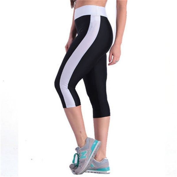 

gc4s 3/4 yoga pants women calf-length side pocket stretch pant sport leggings fitness gym high waist 4r2q, Black
