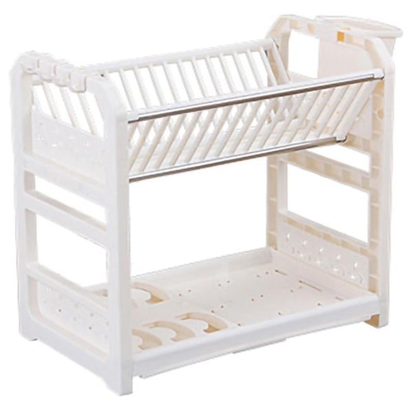 

bathroom storage & organization xd-multifunctional kitchen drain racks double-deck plastic cupboard chopsticks tableware shelf white