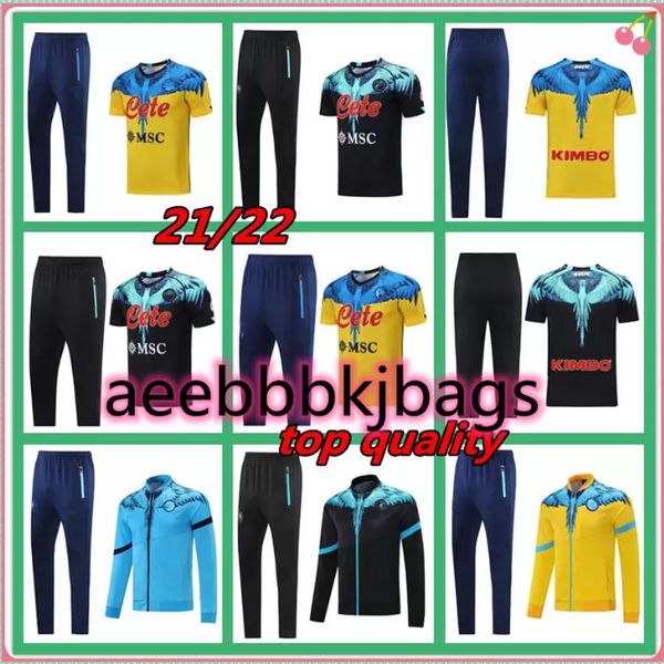 

2021 ssc napoli jerseys tracksuit short sleeve set special-edition naples soccer training suit jacket 21 22 survetement 3/4 cropp ss, Black;yellow