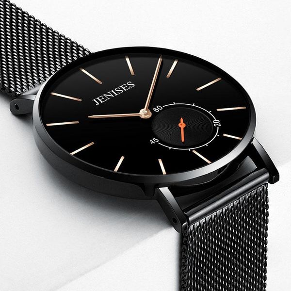 

wristwatches luxury watches for men quartz minimalist watch steel mesh band waterproof black wristwatch relogio masculino 2021, Slivery;brown