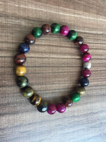 Charm Armbänder runde Perlenarmband 8mm gemischte Farbe Gelb Tiger Augen Yoga Perlen Gebet Silberzubehör