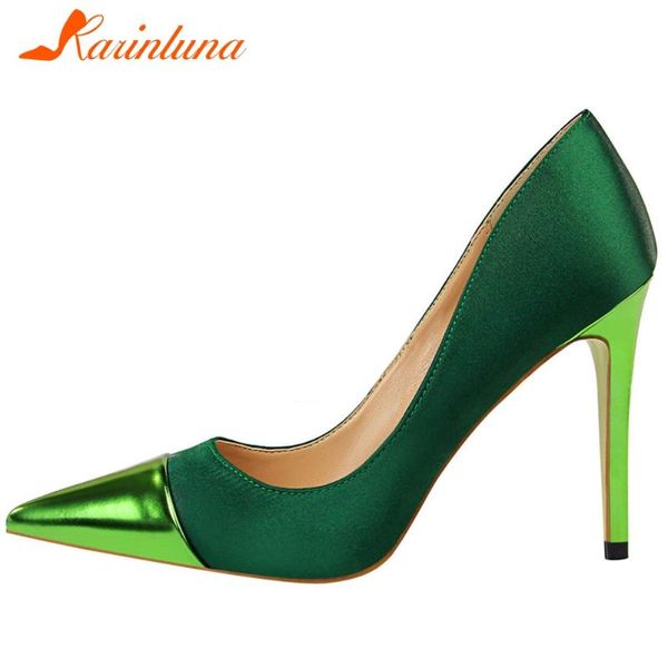 

fashion lady slip on metal toe pumps wedding bridal high heels pointed women metallic shoes woman dress, Black