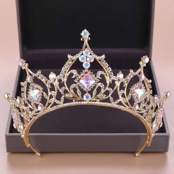 

gold color diadem bridal hair jewelry crystal beads tiaras rhinestone crown headpiece women wedding hair accessories jl, Slivery;golden