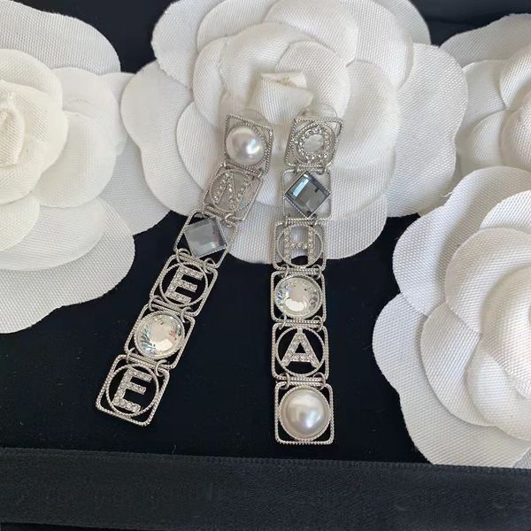 2021 nuove lettere di perle in oro bianco diamante ciondola orecchini lampadario aretes orecchini per le donne amanti delle feste regalo gioielli di fidanzamento
