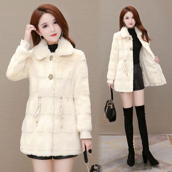 

women's wool & blends denmark imitation gold minks more fluffy coat autumn/winter 2021 little woolen cloth coat, Black