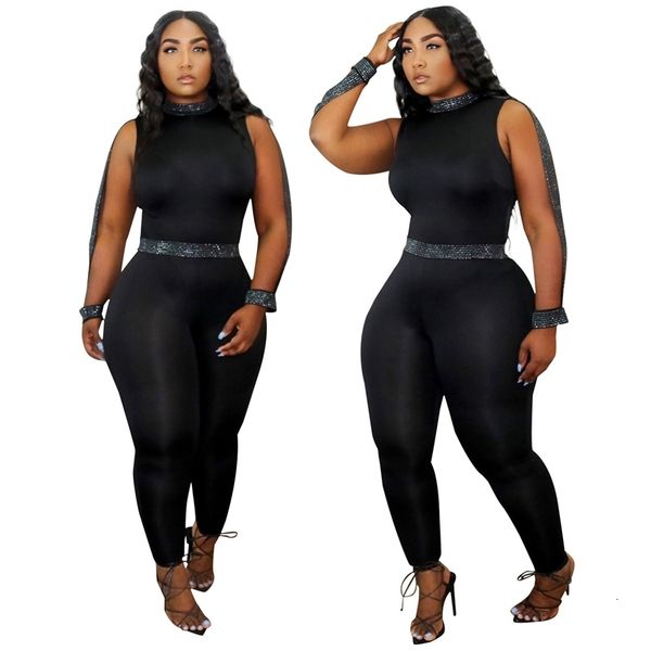 

stunning women solid colir jumpsuits lady's nightclub wear o-neck sleeveless + sliver meshbelt ny pencil rompers autumn, Black;white