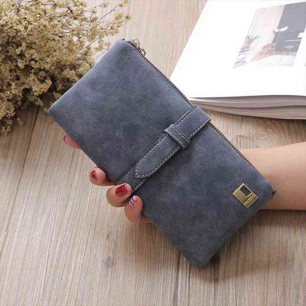 

women wallets with zipper long purse two fold drawstring nubuck leather suede wallet ladies carteira feminina clutch bag, Red;black