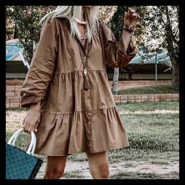 

casual dresses summer color stitching loose lapel shirt womens mini dress fashion short a-line skirt large plus size, Black;gray