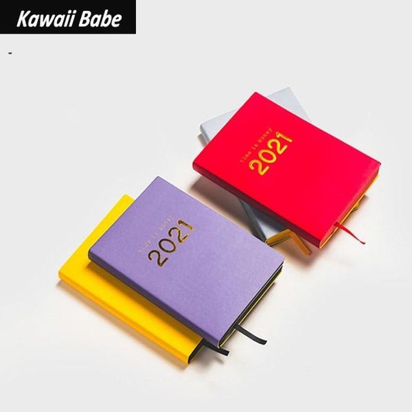 

notebooks journals school office supplies stationery 2021 planner organizer a5 agenda daily weekly schedule monthly sketchbook notepads, Purple;pink