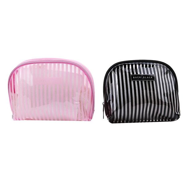 

large travel environmental protection pvc transparent cosmetic bag women fashion waterproof stripes make up toiletry bags & cases