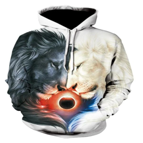 

men's hoodies & sweatshirts animal lion 3d printing fashion hoodie harajuku streetwear pullover autumn sweatshirt casual jacket sportsw, Black