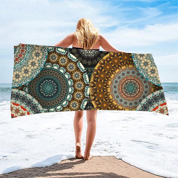 

towel retro floral beach bath quick-drying printed swimming soft microfiber drop